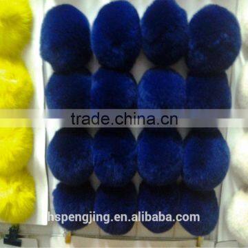 Nice blue rabbit fur pom poms