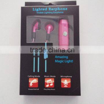 China Manufacture Shiny Lighting Led Glowing Earphone With Mic for Mobile Phone/mp3/mp4 photo-5