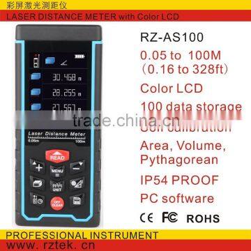 100m Laser Distance Meter RZ-AS100 with Color LCD and Tilt angle PC software