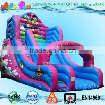 the magic kingdom giant inflatable slide for children, cartoon themed inflatable castle slide for sale