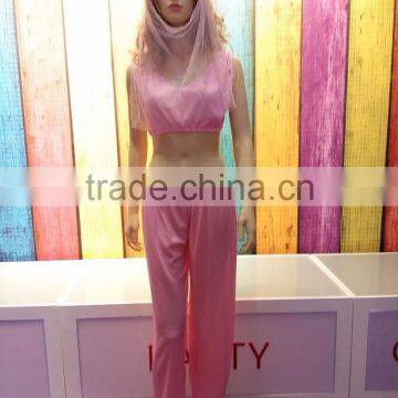 Arabian Princess Sexy Pink Costume With Veil for Halloween Carnival Party photo-2