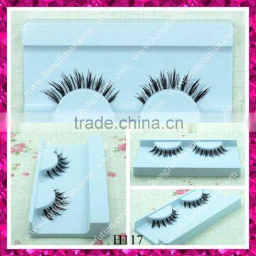 Human hair strip false eyelashes with hand made