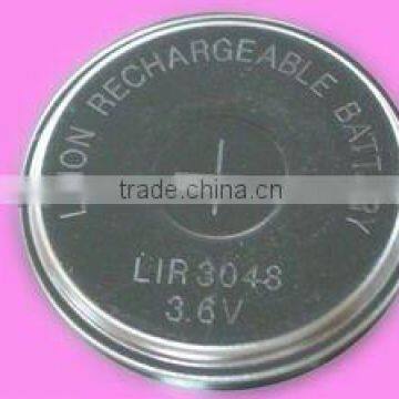 3.6V lithium-ion coin cell, rechargeable button battery