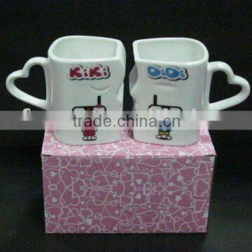 YF28001 heart shape ceramic couple mug