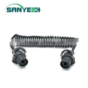 Sanye High-Quality 7 pin black coiled cable