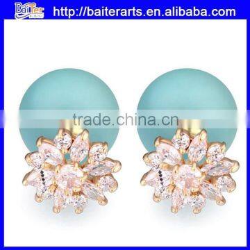 FIVE Colors--New AAA cluster zircon screw back stud pearl earrings for girls