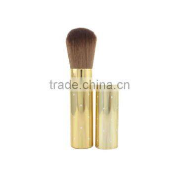 Gold Aluminum Cosmetic Brush Retractable Makeup Blush Powder Brush