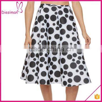 Polka Dot Pleated Scuba Skirt