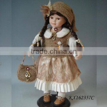 16'' Lifelike handmade porcelain country doll for children new design stylish standing baby doll