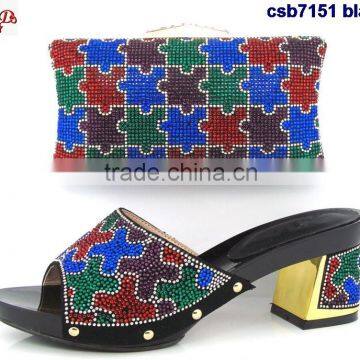 CSB7150 blue sandals with high quailty low price hot selling beautiful lady high heel shoes match bag