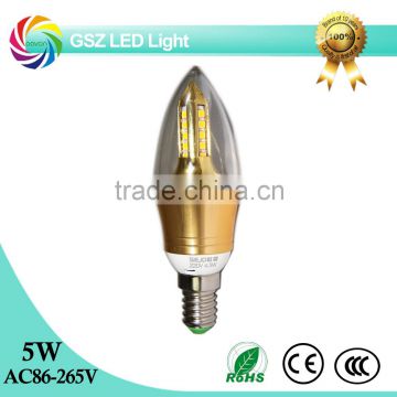 GSZ 5W 360 degree high quality led candle light bulb with CE ROHS