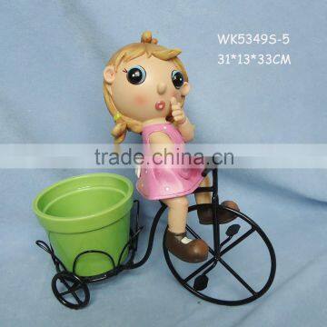 Girls figurine flower pot polyresin decoration garden