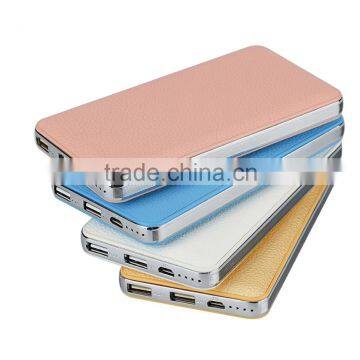 2016 High Quality Leather Surface Power Bank 12000mAh/10000mAh Slim Polymer Battery Charger photo-5