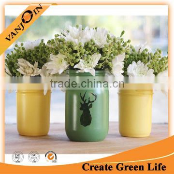 Home Decoration Custom Painting Mason Jar Glass Vase Wholesale