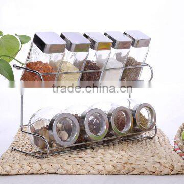 9pcs Clear Glass Pepper Jar With Plastic Shaker And Metal Lid
