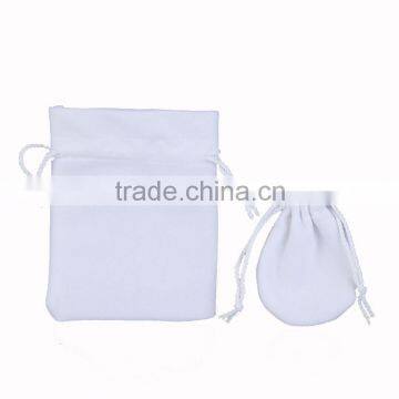 Promotion Small Drawstring Cotton Gift Bags White Faux suede jewelry bags plant fannel packing bags