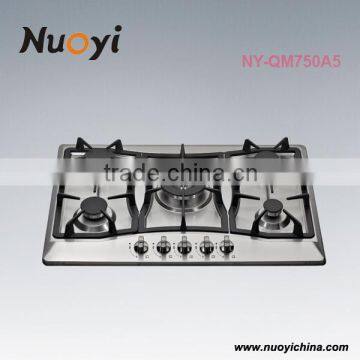 Cooking Equipment 201 Stainless Steel Gas Hobs 5 Burner Cooking Range