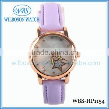 Genuine leather band wrist watches for lades