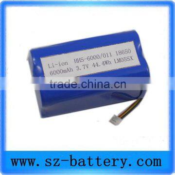 cylindrical 18650 lithium ion battery pack 3.7V 6000mAH battery