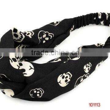 skull print fabric interlocked headband