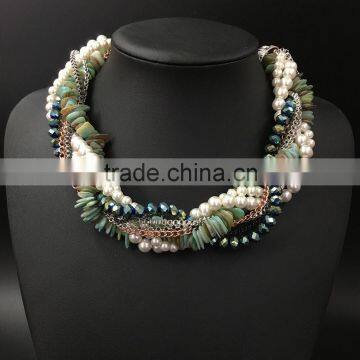 European And American Big Crystal Shell Multilayer Woven Exaggerated Pendant Necklace photo-3