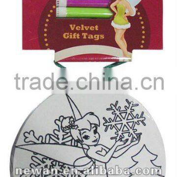 Christmas Velvet Gift Tag wit 4pcs mini marker