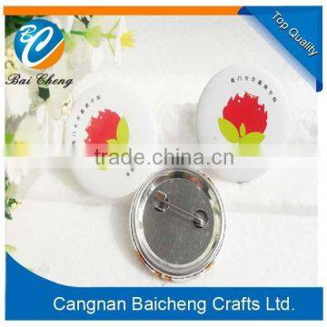 Promotion metal tin button badge with safety pin                        
                                                Quality Choice