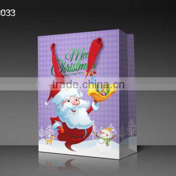 2013 New Arrival Christmas Cardboard Paper Shopping Gifts Bag With Drawstring Cord Ribbon Handles SD13033