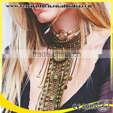 Long Silver Multilayer Tassel Coin Necklace, Coin Holder Necklace photo-3