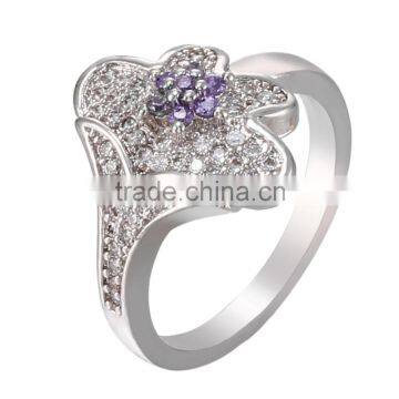 Chic Women Birthstone Platinum Plated New Jewelry Ring for Banquet