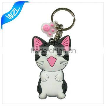 3D PVC rubber keychains with metal rings