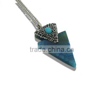 Fashion Triangle And Beautiful Texture Pendant Necklace Delicate Stone Necklace