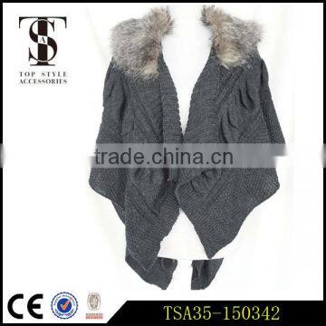 faux fur lined knitted shawl evening dress cape customized barber scarves