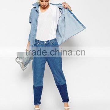 lady high rise color block jeans