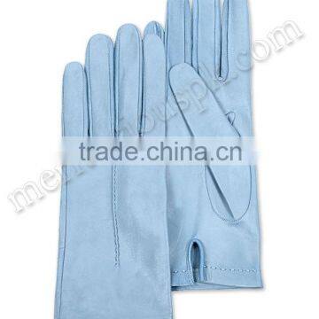 Light Blue Ladies Leather Fashion Dressing Gloves