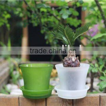 Small size various color wholesale glass plant pot with tray