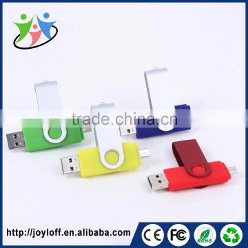 Promotional Price Dual Double Plug Interface Otg Mobile Phone Pc Large Capacity Swivel Usb Memory Stick