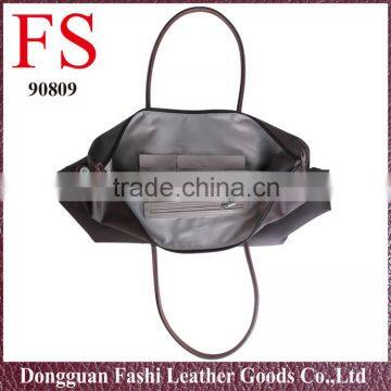 China Supplier Nylon Waterproof Ladies Travel Handbag With Leather Handbag Shopping