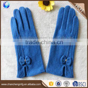 Daily Life Fashion Ladies Cute Blue Wool Hand Knitted Gloves