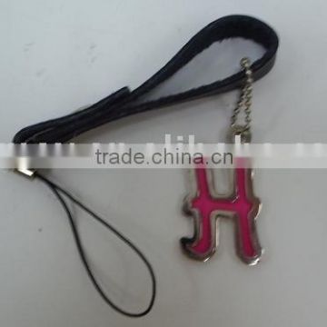 fancy metal alphabet mobile phone strap