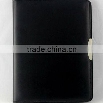 Leather top-grade portfolio and metal rings