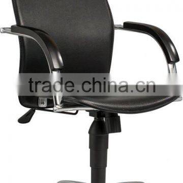 Simple design black pvc with solid wood armrest office chair spare parts