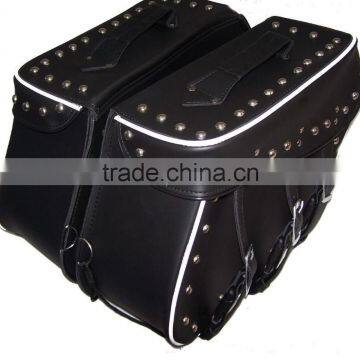 Silver Star black leather studded royal star saddlebags bags