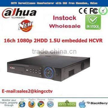 New best selling Tribrid HDCVI&Analog&IP realtime embedded 2HDD dahua 16 all channel 1080p 1.5U HCVR DVR