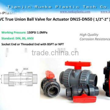 UPVC Double Union Ball Valve for Actuator