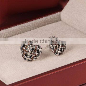 Latest Artificial Sterling Knot Earrings With Red Zircon For Sale photo-4
