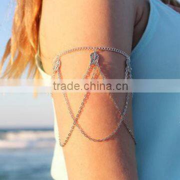 Fashion Sliver Leaves Multilevel Chain Arm Chain Body Jewelry