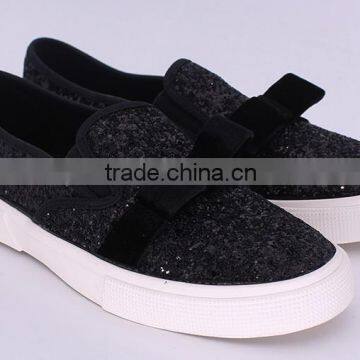 Bow Decorated Giltter Fancy Vulcanized Shoe Women Sneakers Cheap Casual Canvas Shoe Woman photo-4