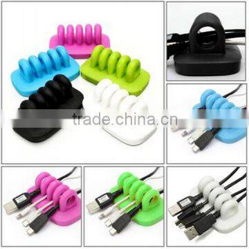 4-Port Desktop USB Cable Management Manager / Winder Clips Holder / Wire Cord organizer