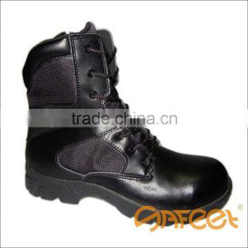 Black Leather Zipper Lace Camouflage Steel Toe Military Boot, Canvas Steel Toe Shoes, Special Work Boots Manufacturer (SA-8301)